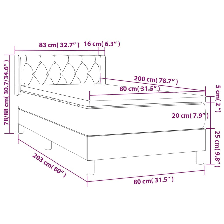 Boxspring Met Matras Fluweel Donkergroen 80 x 200 cm Getuft ontwerp
