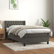 Boxspring 90x190 cm fluweel donkergrijs