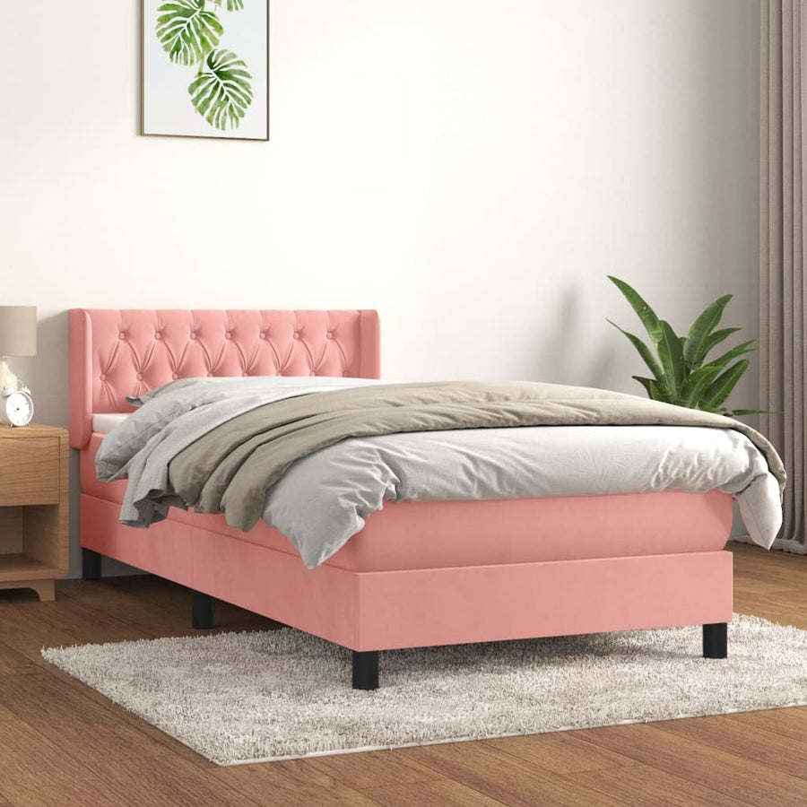 Boxspring Met Matras Fluweel Roze 90 x 190 cm Getuft ontwerp