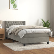 Boxspring 90x200 cm lichtgrijs fluweel