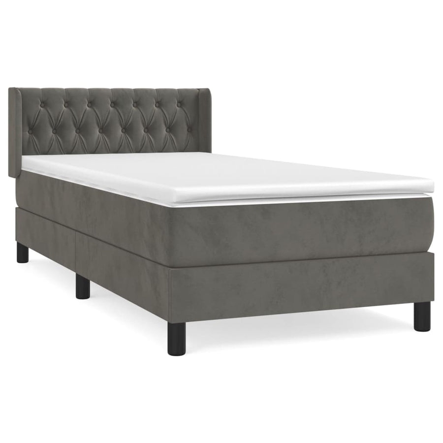 Boxspring Met Matras Fluweel Donkergrijs 90 x 200 cm Getuft ontwerp