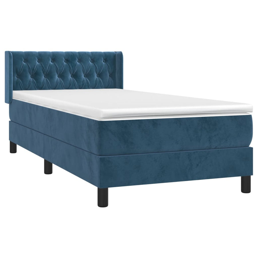 Boxspring Met Matras Fluweel Donkerblauw 90 x 200 cm Getuft ontwerp