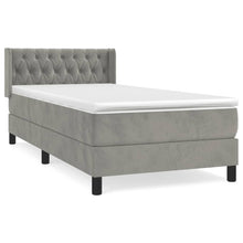 Boxspring met matras fluweel lichtgrijs 100x200 cm 100 x 200 cm Lichtgrijs