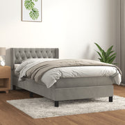 Boxspring met matras 100x200 cm lichtgrijs fluweel