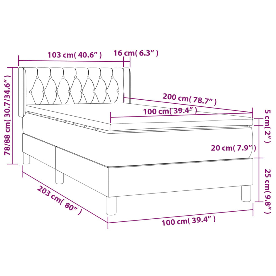 Boxspring Met Matras Fluweel Donkergroen 100 x 200 cm Getuft ontwerp