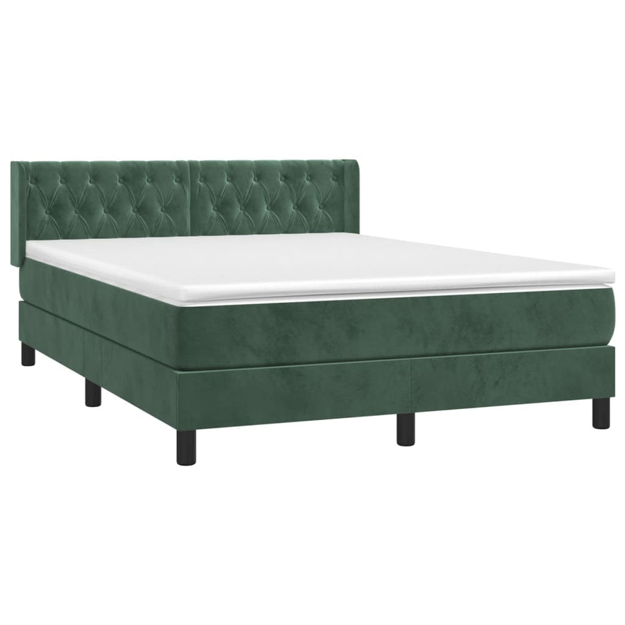 Boxspring Met Matras Fluweel Donkergroen 140 x 190 cm Getuft ontwerp