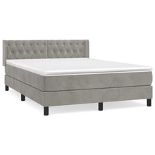 Boxspring Met Matras Fluweel Lichtgrijs 140 x 200 cm Getuft ontwerp