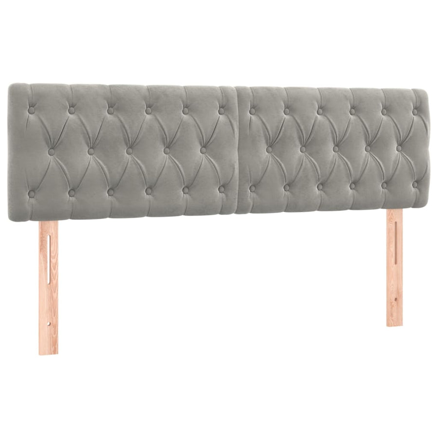 Boxspring Met Matras Fluweel Lichtgrijs 140 x 200 cm Getuft ontwerp