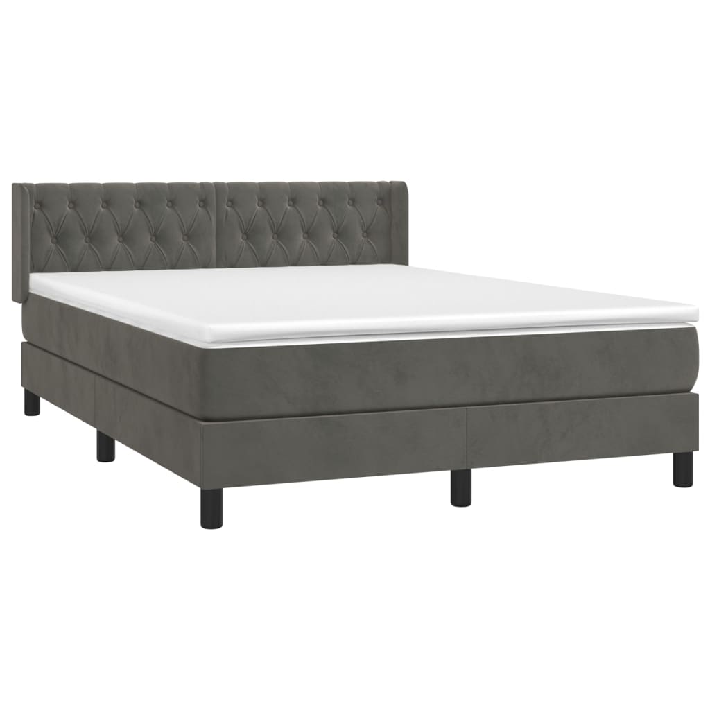 Boxspring Met Matras Fluweel Donkergrijs 140 x 200 cm Getuft ontwerp