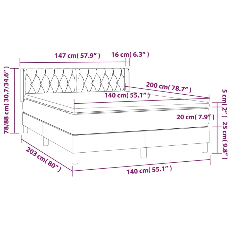 Boxspring Met Matras Fluweel Zwart 140 x 200 cm Getuft ontwerp