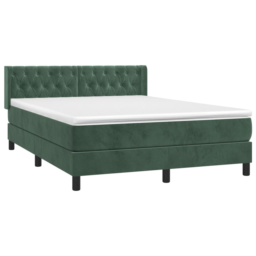 Boxspring Met Matras Fluweel Donkergroen 140 x 200 cm Getuft ontwerp