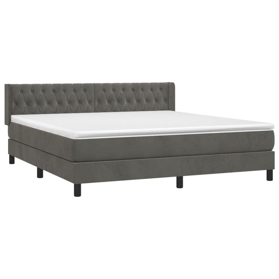Boxspring Met Matras Fluweel Donkergrijs 160 x 200 cm Getuft ontwerp