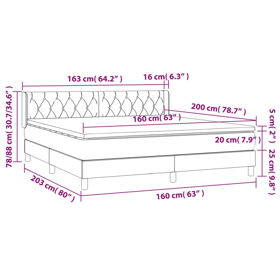 Boxspring Met Matras Fluweel Zwart 160 x 200 cm Getuft ontwerp