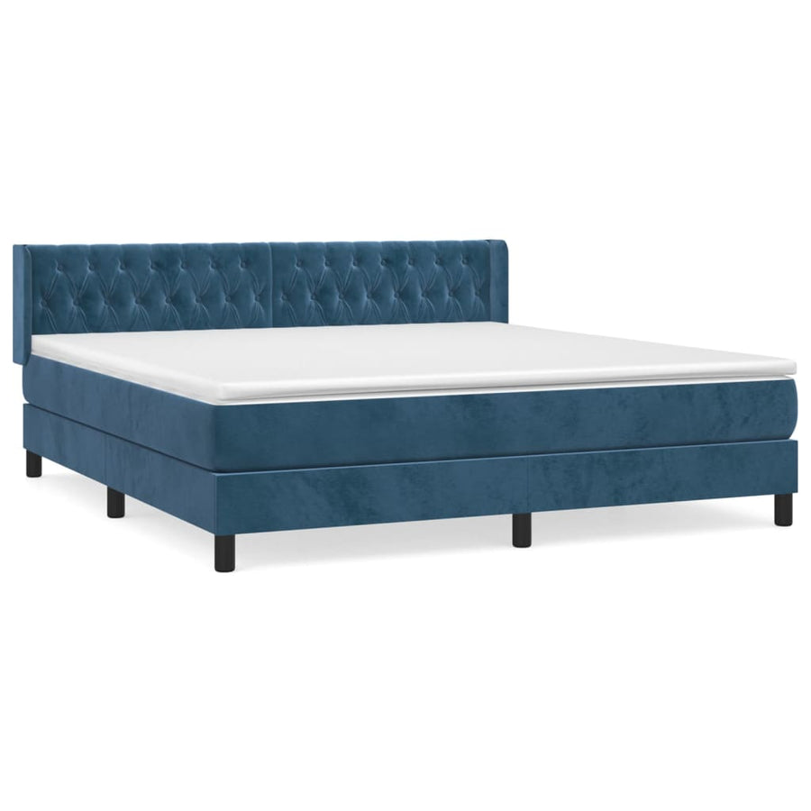 Boxspring Met Matras Fluweel Donkerblauw 160 x 200 cm Getuft ontwerp