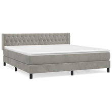 Boxspring Met Matras Fluweel Lichtgrijs 180 x 200 cm Getuft ontwerp