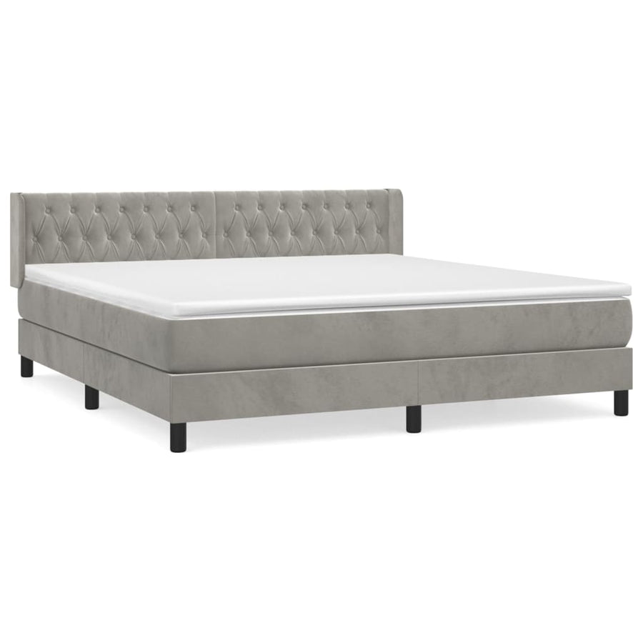 Boxspring Met Matras Fluweel Lichtgrijs 180 x 200 cm Getuft ontwerp