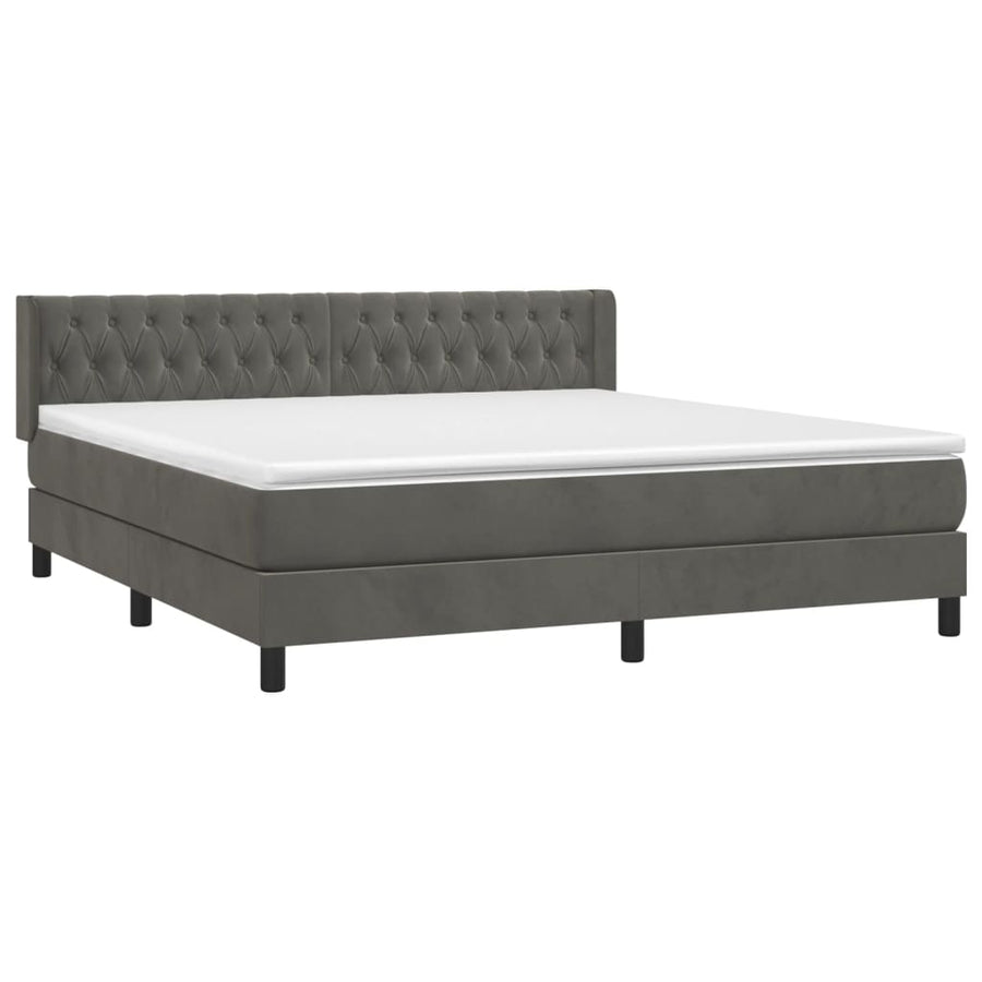 Boxspring Met Matras Fluweel Donkergrijs 180 x 200 cm Getuft ontwerp