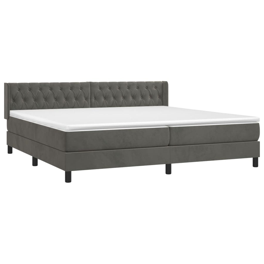 Boxspring Met Matras Fluweel Donkergrijs 200 x 200 cm Getuft ontwerp