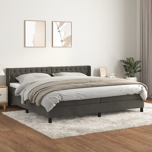 Boxspring Met Matras Fluweel Donkergrijs 200 x 200 cm Getuft ontwerp