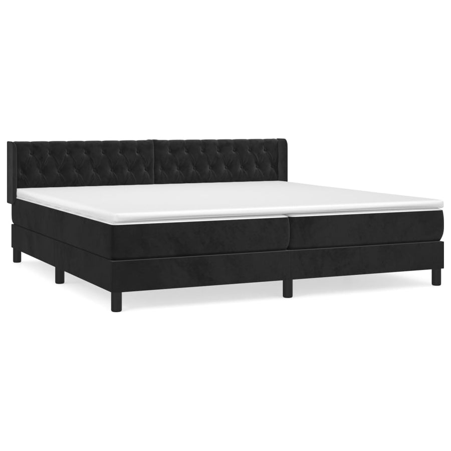 Boxspring met matras fluweel zwart 200x200 cm 200 x 200 cm Zwart