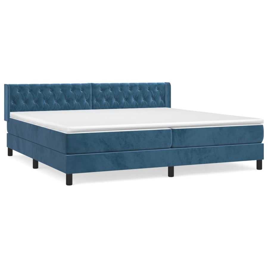 Boxspring Met Matras Fluweel Donkerblauw 200 x 200 cm Getuft ontwerp