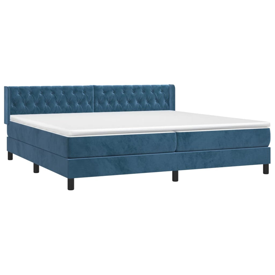 Boxspring Met Matras Fluweel Donkerblauw 200 x 200 cm Getuft ontwerp