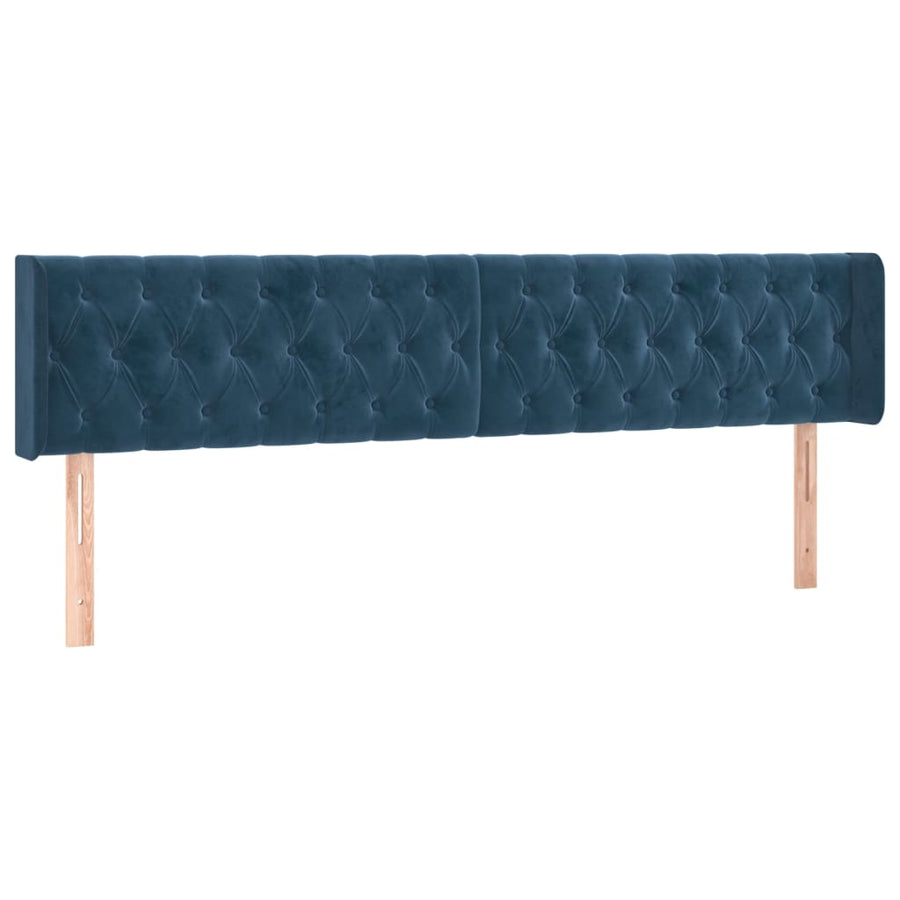 Boxspring Met Matras Fluweel Donkerblauw 200 x 200 cm Getuft ontwerp