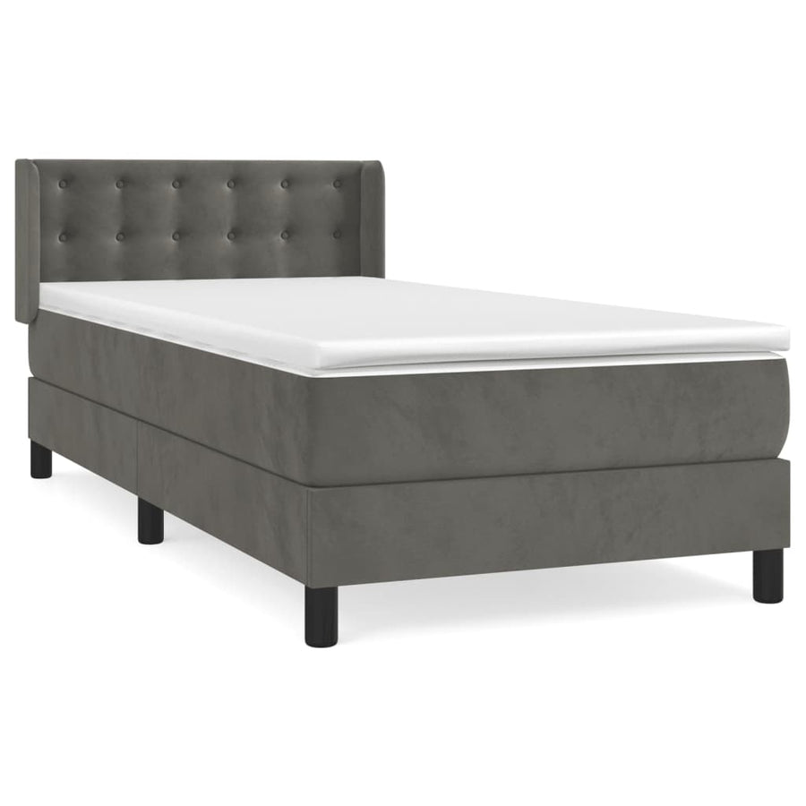 Boxspring Met Matras Fluweel Donkergrijs 80 x 200 cm Knopen