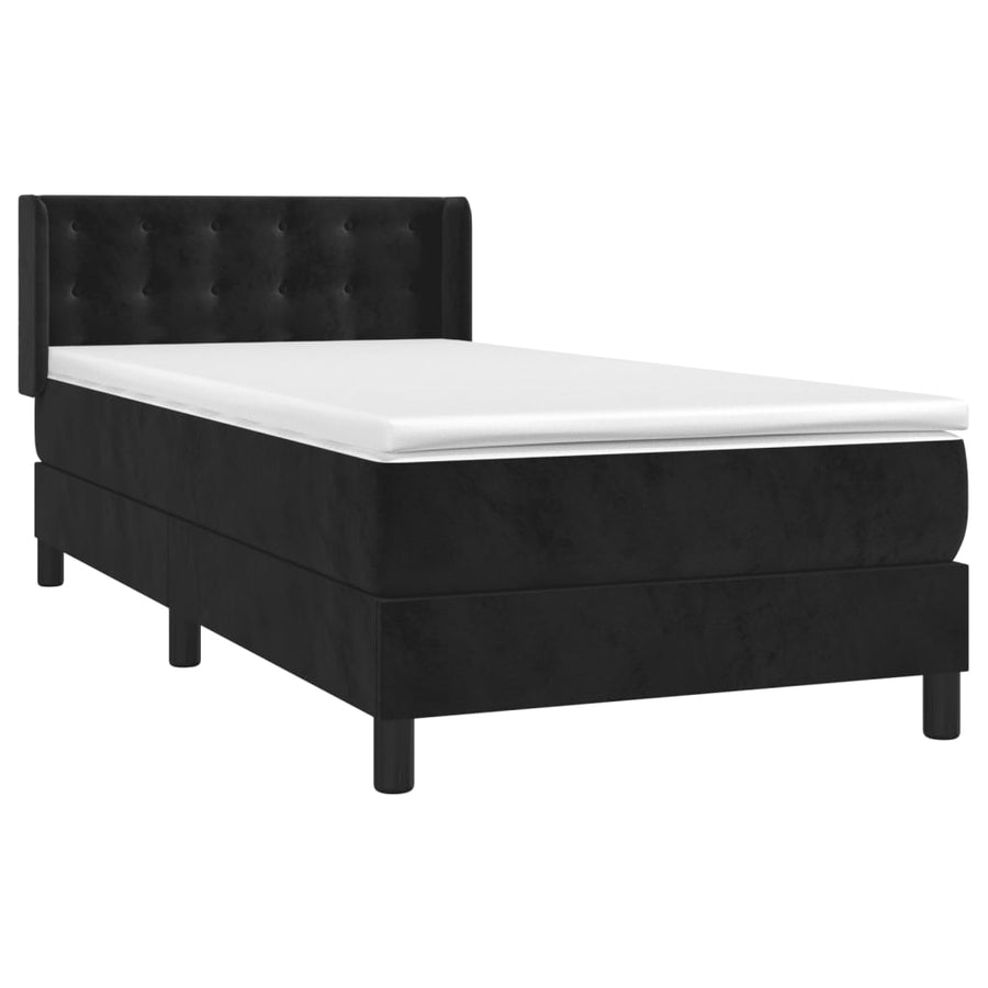 Boxspring met matras fluweel zwart 80x200 cm 80 x 200 cm Knopen