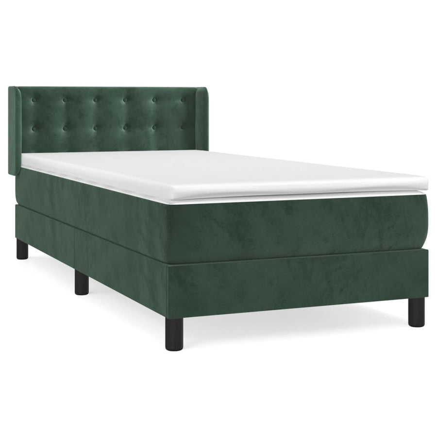 Boxspring Met Matras Fluweel Donkergroen 80 x 200 cm Knopen