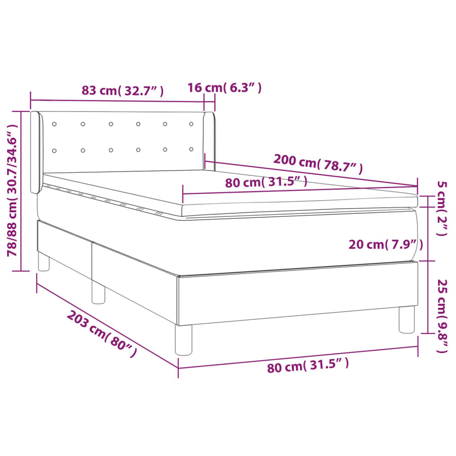 Boxspring Met Matras Fluweel Donkergroen 80 x 200 cm Knopen