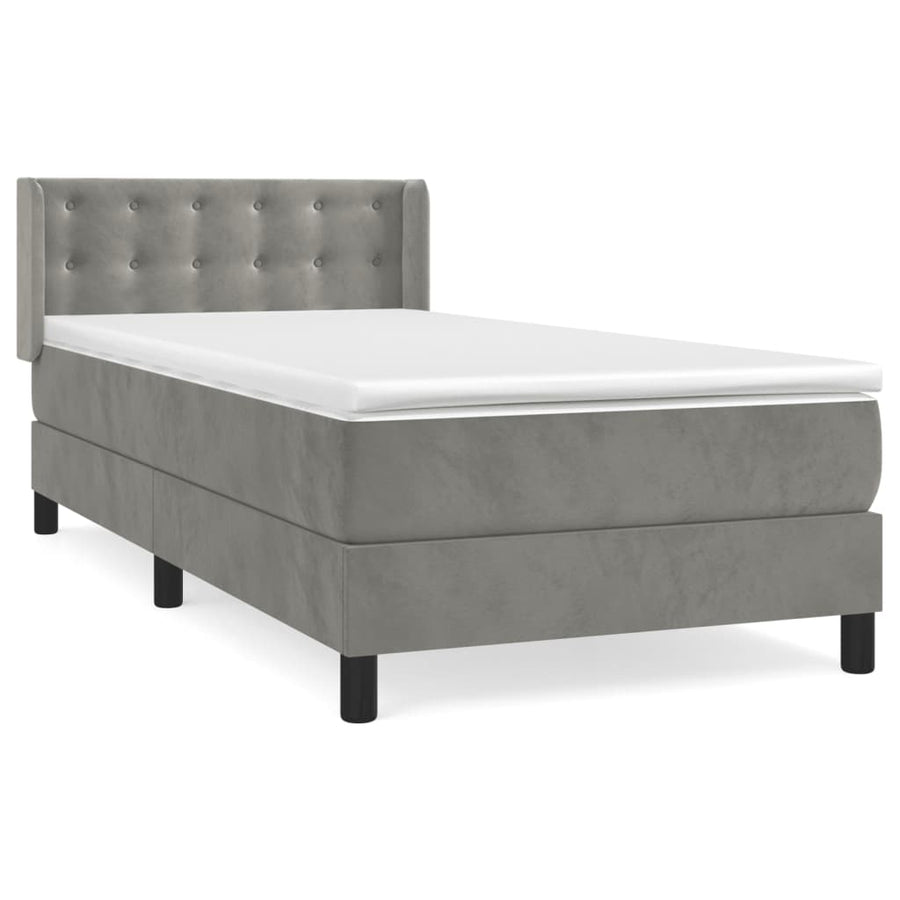 Boxspring met matras fluweel lichtgrijs 90x190 cm