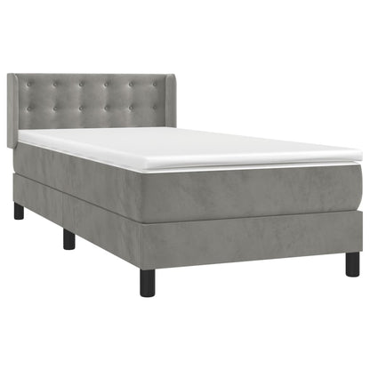 Boxspring met matras fluweel lichtgrijs 90x190 cm