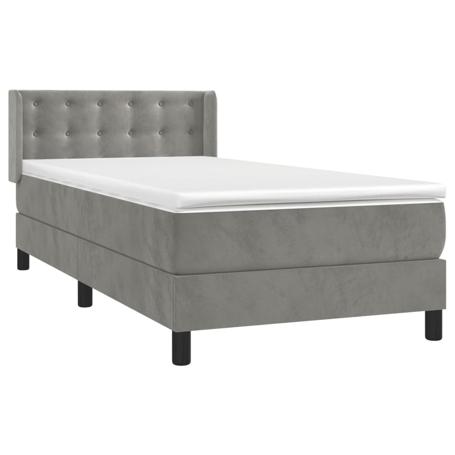 Boxspring met matras fluweel lichtgrijs 90x190 cm