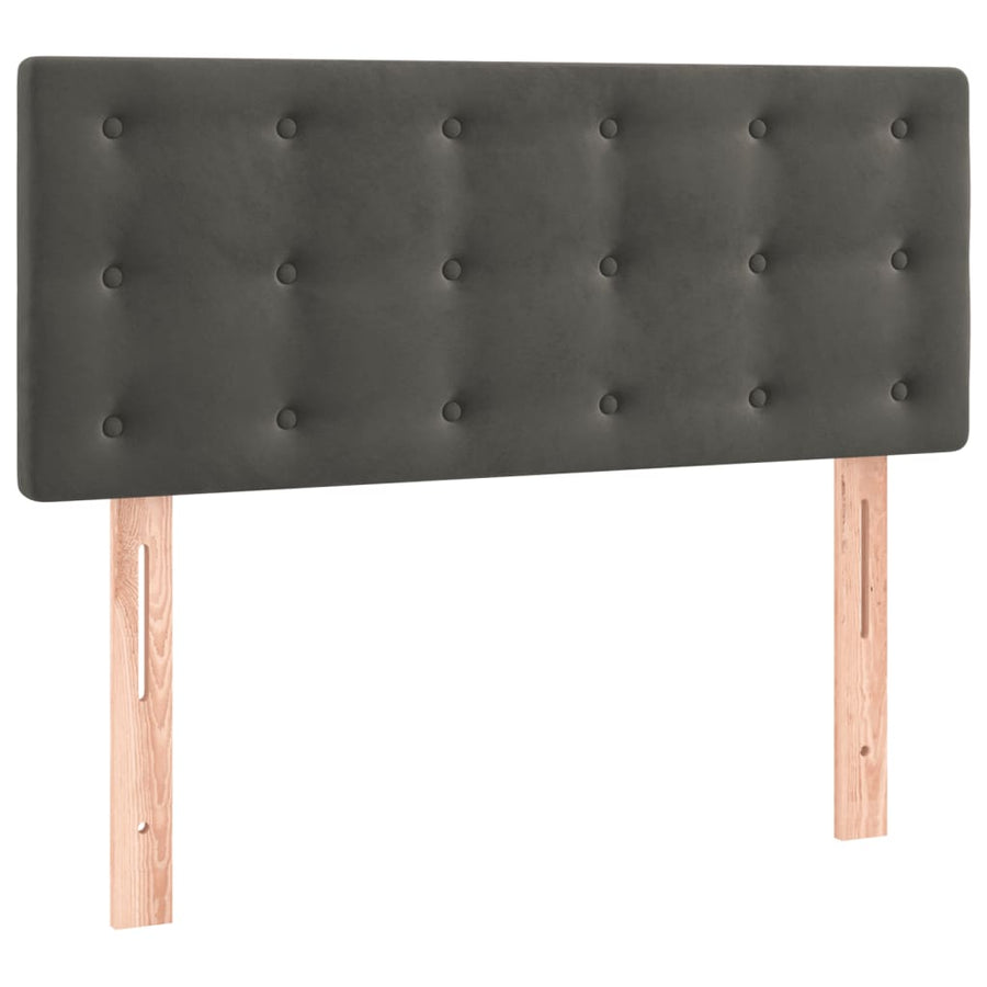Boxspring Met Matras Fluweel Donkergrijs 90X190 Cm Donkergrijs 90 x 190 cm Knopen