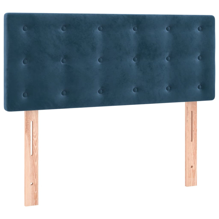 Boxspring Met Matras Fluweel Donkerblauw 90 x 190 cm Knopen