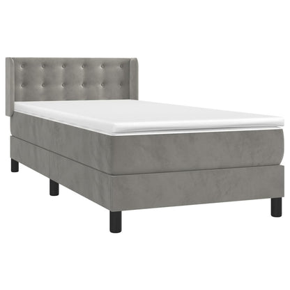 Boxspring met matras fluweel lichtgrijs 90x200 cm