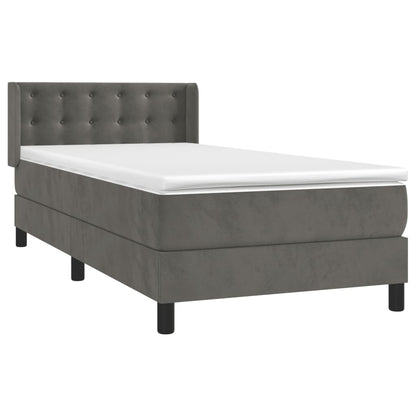 Boxspring Met Matras Fluweel Donkergrijs 90X200 Cm Donkergrijs 90 x 200 cm Knopen