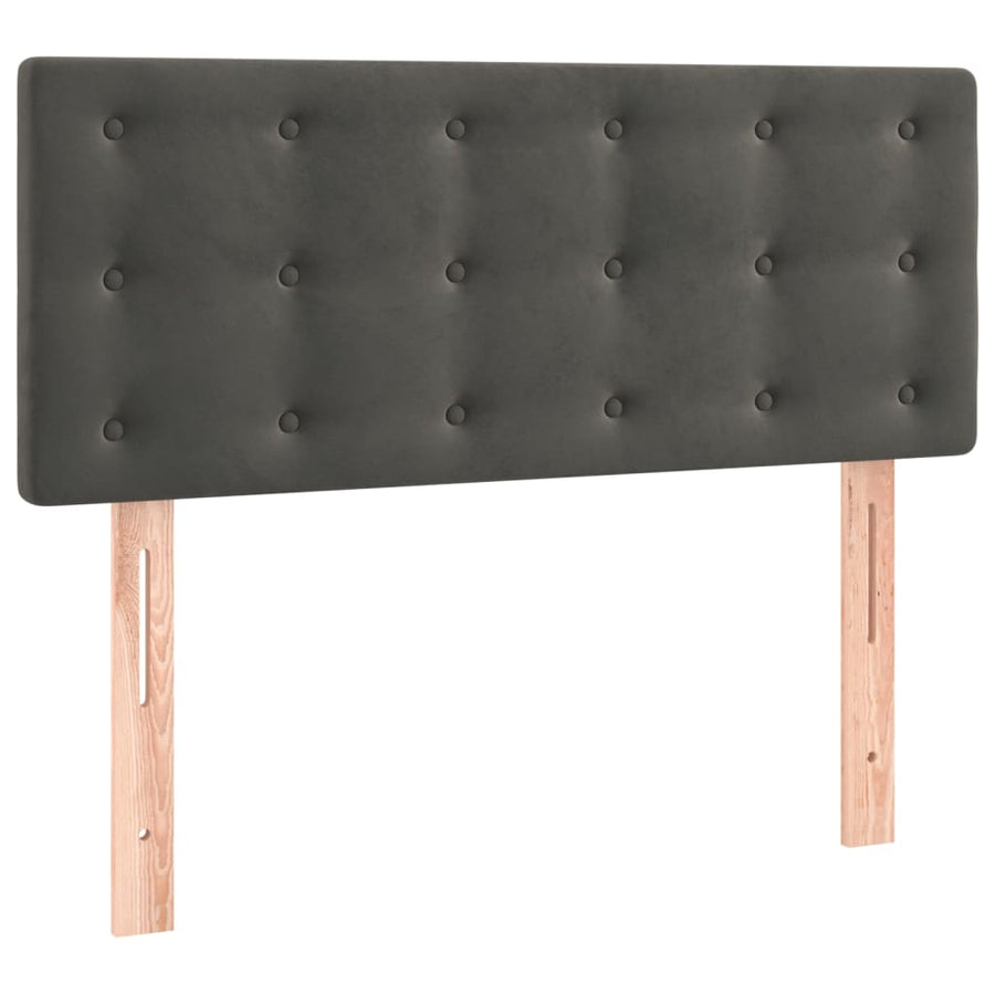 Boxspring Met Matras Fluweel Donkergrijs 100 x 200 cm Knopen
