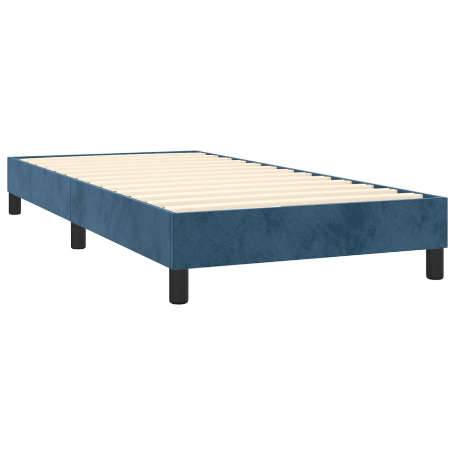 Boxspring Met Matras Fluweel Donkerblauw 100 x 200 cm Knopen