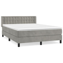 Boxspring Met Matras Fluweel Lichtgrijs 140 x 190 cm Knopen
