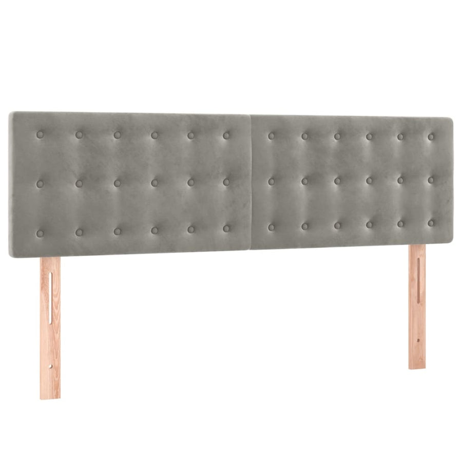 Boxspring Met Matras Fluweel Lichtgrijs 140 x 190 cm Knopen