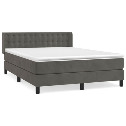 Boxspring Met Matras Fluweel Donkergrijs 140 x 190 cm Knopen