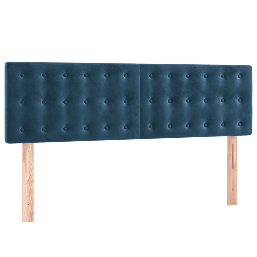 Boxspring Met Matras Fluweel Donkerblauw 140 x 190 cm Knopen