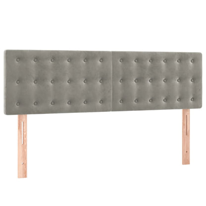 Boxspring Met Matras Fluweel Lichtgrijs 140 x 200 cm Knopen