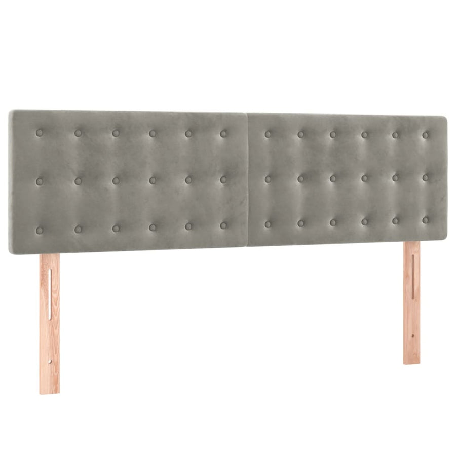 Boxspring Met Matras Fluweel Lichtgrijs 140 x 200 cm Knopen