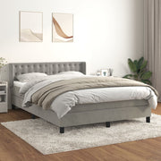 Boxspring met matras 140x200 cm lichtgrijs fluweel