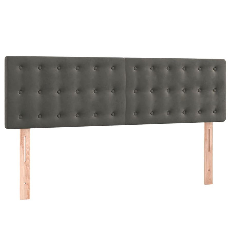 Boxspring Met Matras Fluweel Donkergrijs 140 x 200 cm Knopen