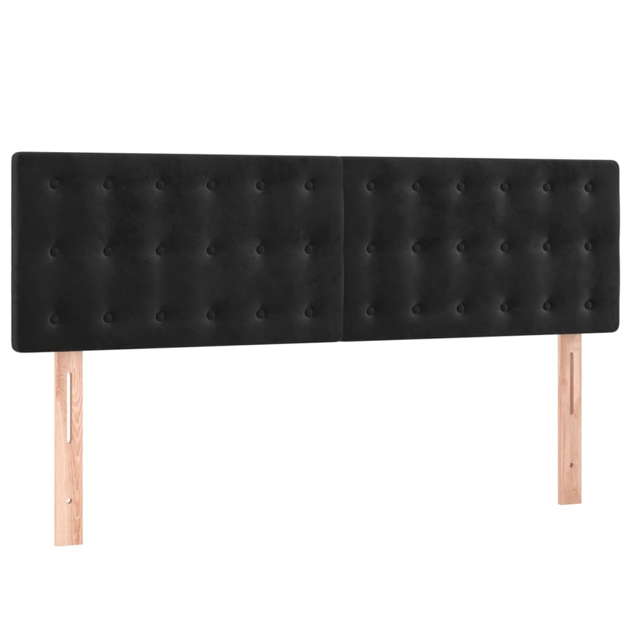 Boxspring Met Matras Fluweel Zwart 140 x 200 cm Knopen