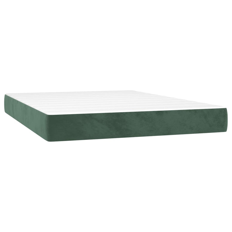 Boxspring Met Matras Fluweel Donkergroen 140 x 200 cm Knopen